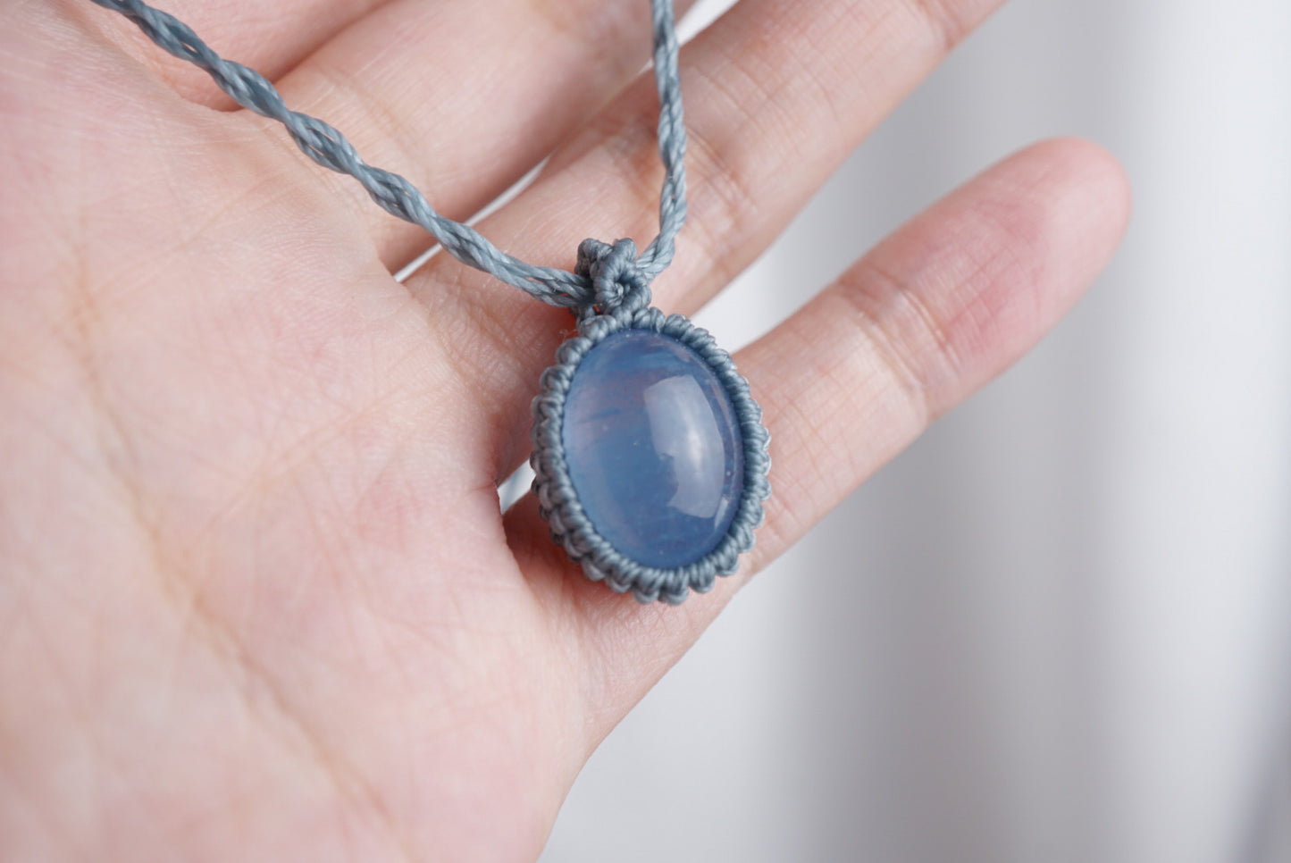 海藍寶 ︳Macramé 蠟線編織吊墜