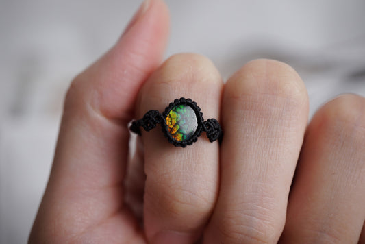 班彩石 ︳Macramé 蠟線編織戒指