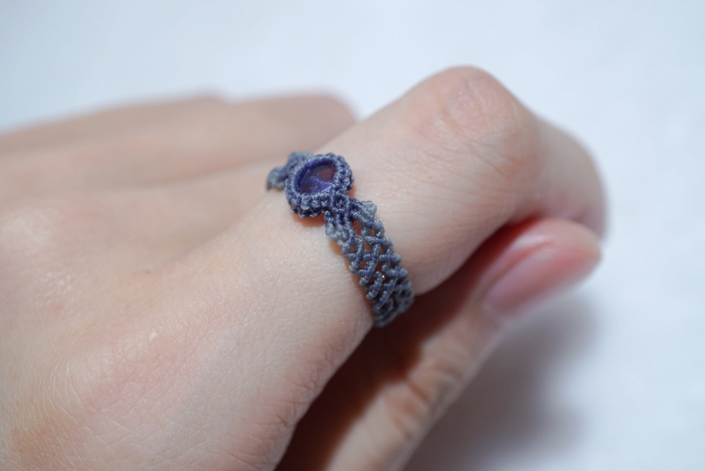坦桑石 ︳Macramé 蠟線編織戒指