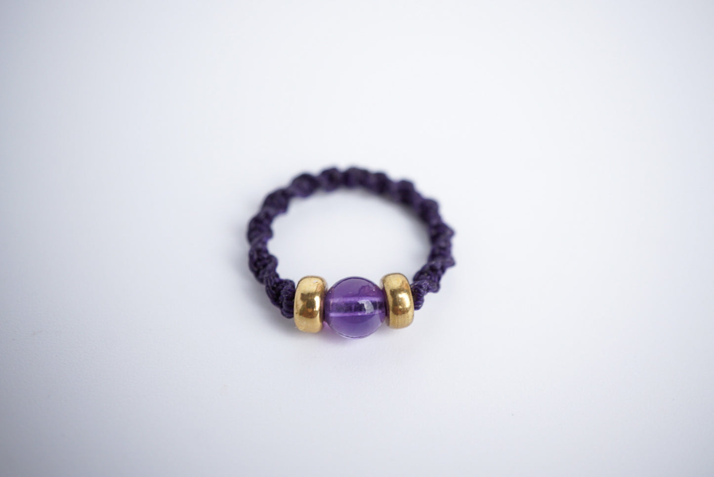 紫水晶 ︳Macramé 蠟線編織戒指