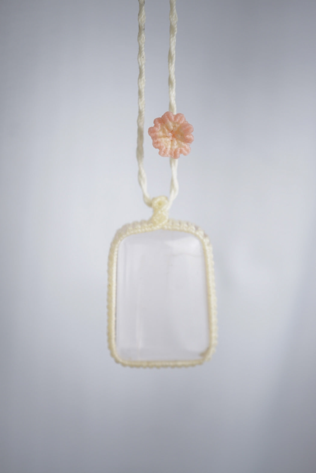 粉晶︳Macramé 蠟線編織吊墜