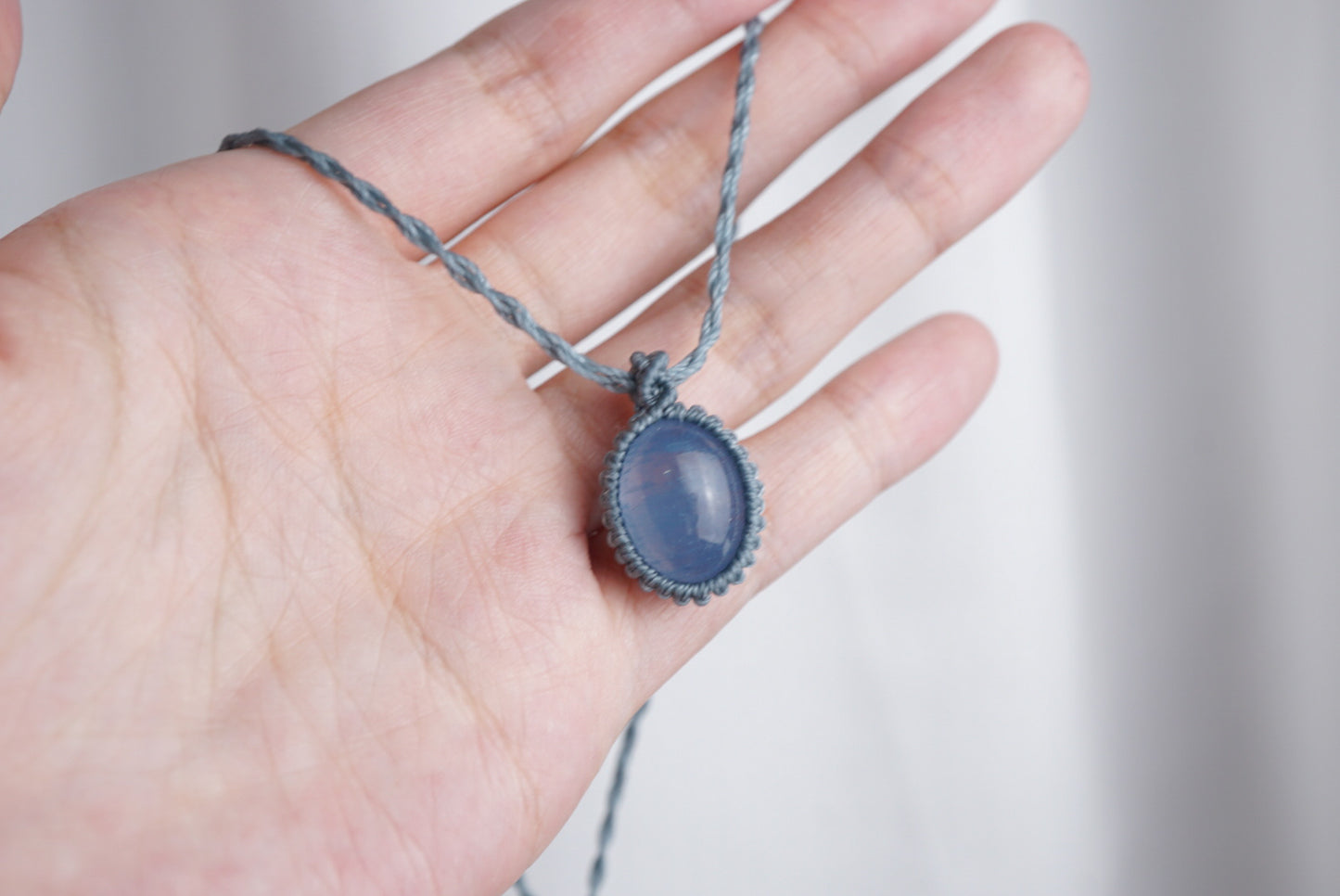 海藍寶 ︳Macramé 蠟線編織吊墜