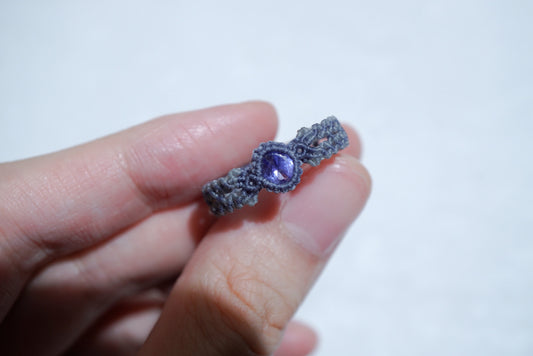 坦桑石 ︳Macramé 蠟線編織戒指