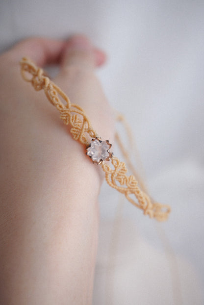 粉晶 ︳Macramé 蠟線編織頸圈
