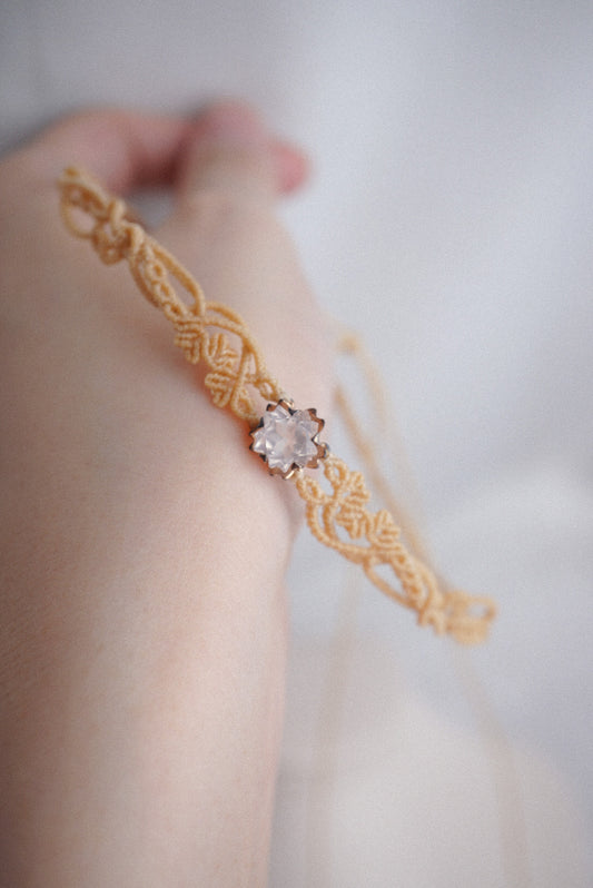 粉晶 ︳Macramé 蠟線編織頸圈