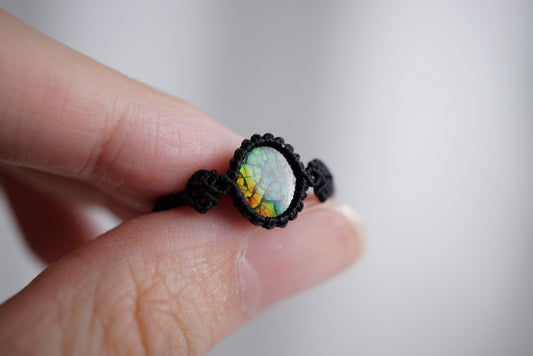 班彩石 ︳Macramé 蠟線編織戒指