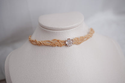 粉晶 ︳Macramé 蠟線編織頸圈