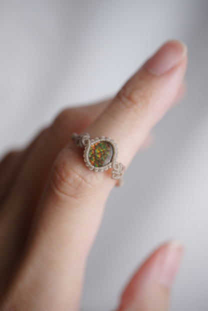 班彩石 ︳Macramé 蠟線編織戒指