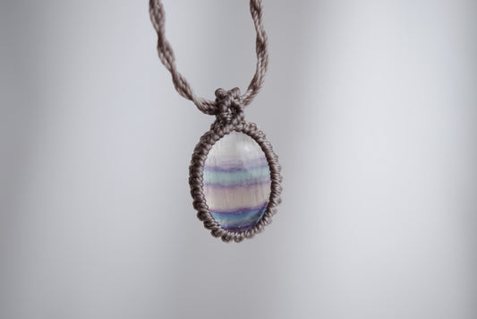 螢石︳Macramé 蠟線編織吊墜