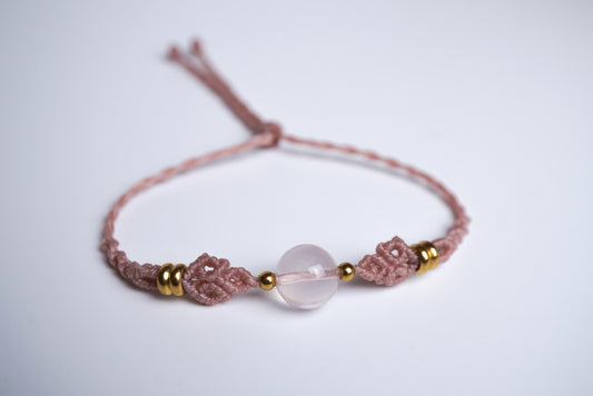 粉晶 ︳Macramé 蠟線編織手繩