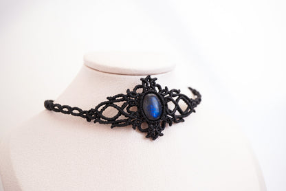 拉長石 ︳Macramé 蠟線編織頸圈