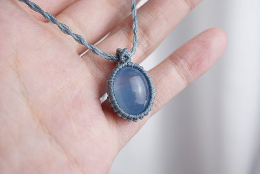 海藍寶 ︳Macramé 蠟線編織吊墜