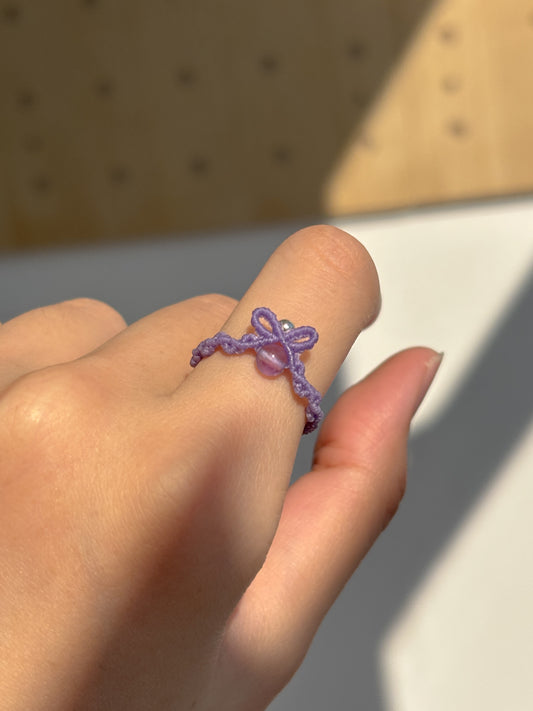 紫水晶 ︳Macramé 蠟線編織戒指