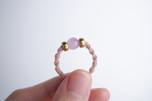 Kunzite Macramé ring