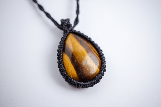 黃虎眼石︳Macramé 蠟線編織吊墜