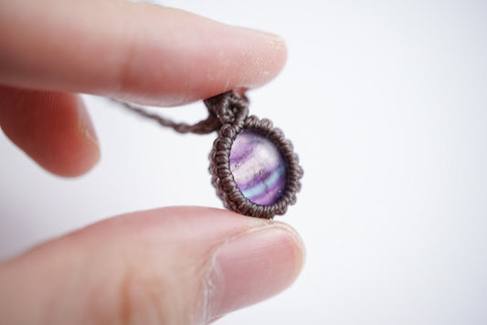 螢石︳Macramé 蠟線編織吊墜
