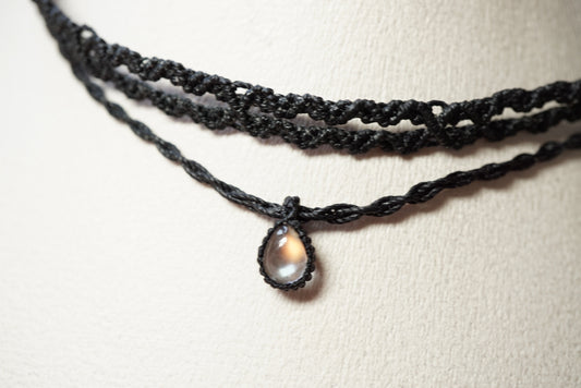 月亮石 ︳Macramé 蠟線編織頸圈
