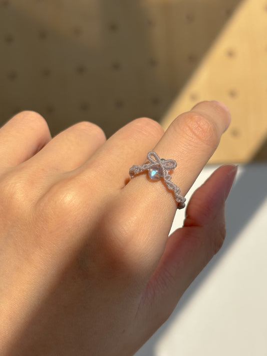 拉長石 ︳Macramé 蠟線編織戒指