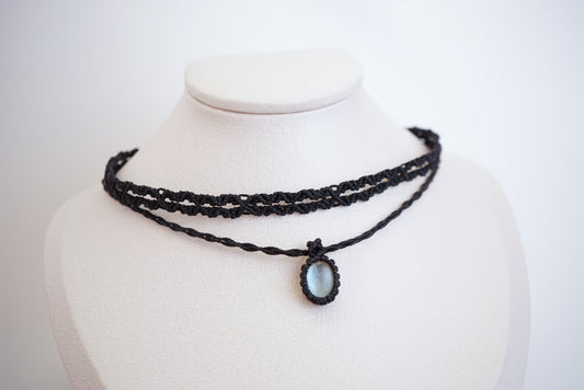 拉長石 ︳Macramé 蠟線編織頸圈