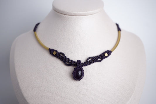 紫水晶 ︳Macramé 蠟線編織頸圈