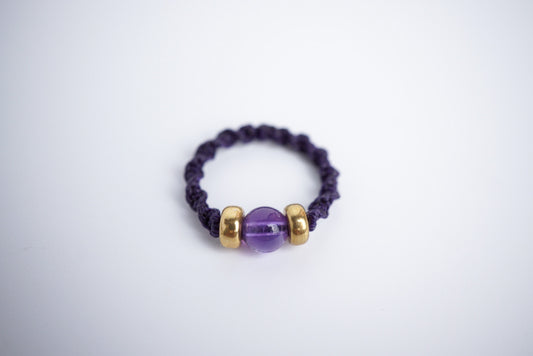 紫水晶 ︳Macramé 蠟線編織戒指