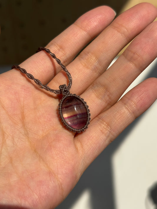 螢石︳Macramé 蠟線編織吊墜