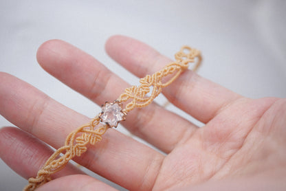 粉晶 ︳Macramé 蠟線編織頸圈