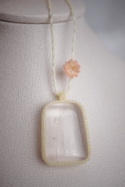 粉晶︳Macramé 蠟線編織吊墜