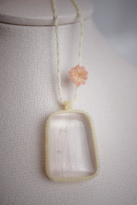 粉晶︳Macramé 蠟線編織吊墜