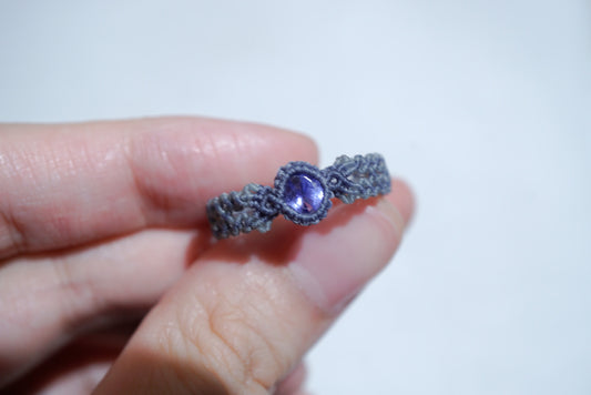 坦桑石 ︳Macramé 蠟線編織戒指