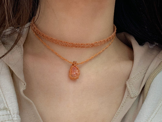 太陽石 ︳Macramé 蠟線編織頸圈