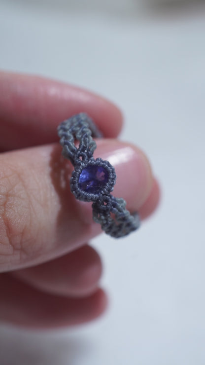 坦桑石 ︳Macramé 蠟線編織戒指