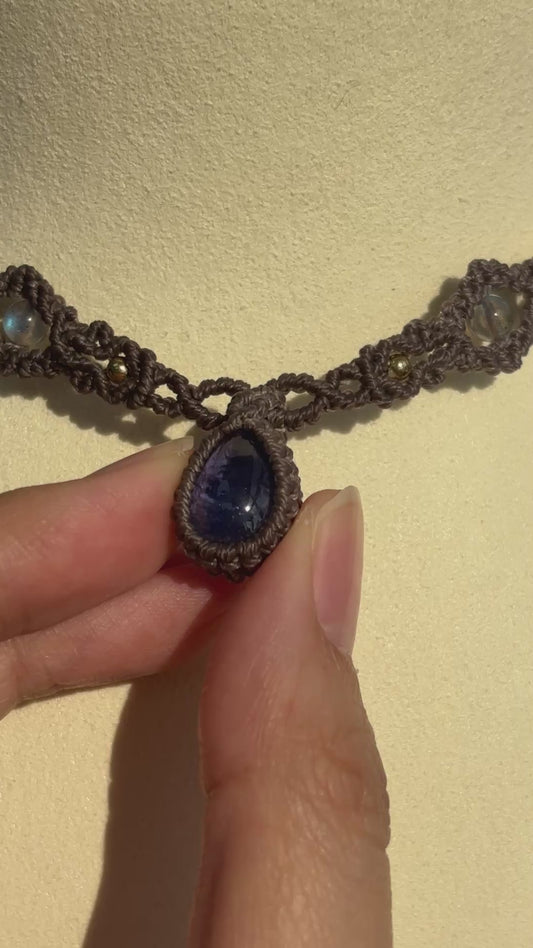 坦桑石 ︳Macramé 蠟線編織頸圈