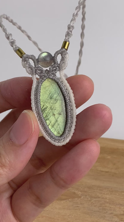 拉長石 ︳Macramé 蠟線編織頸繩