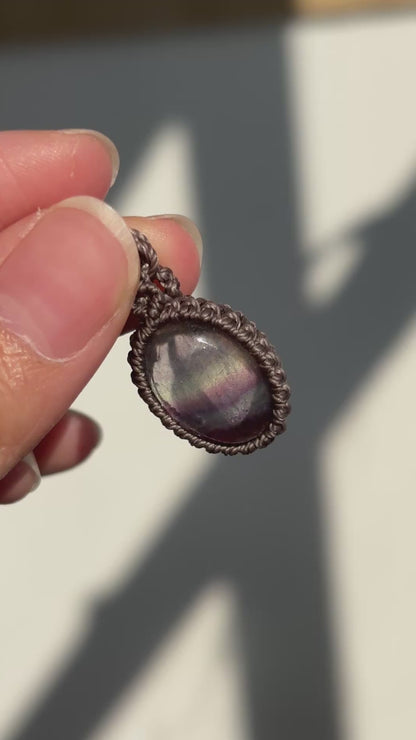 螢石︳Macramé 蠟線編織吊墜