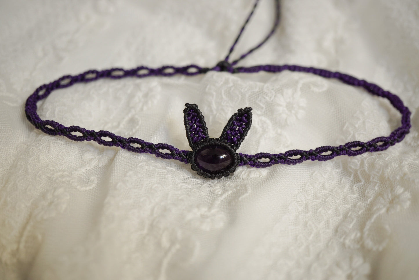 紫水晶 ︳Macramé 蠟線編織頸圈
