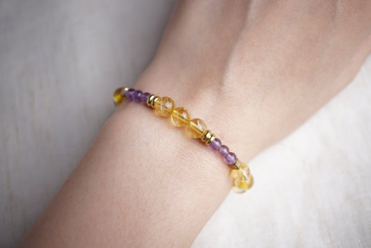 紫水晶 ︳黃水晶 ︳Macramé 蠟線編織手繩